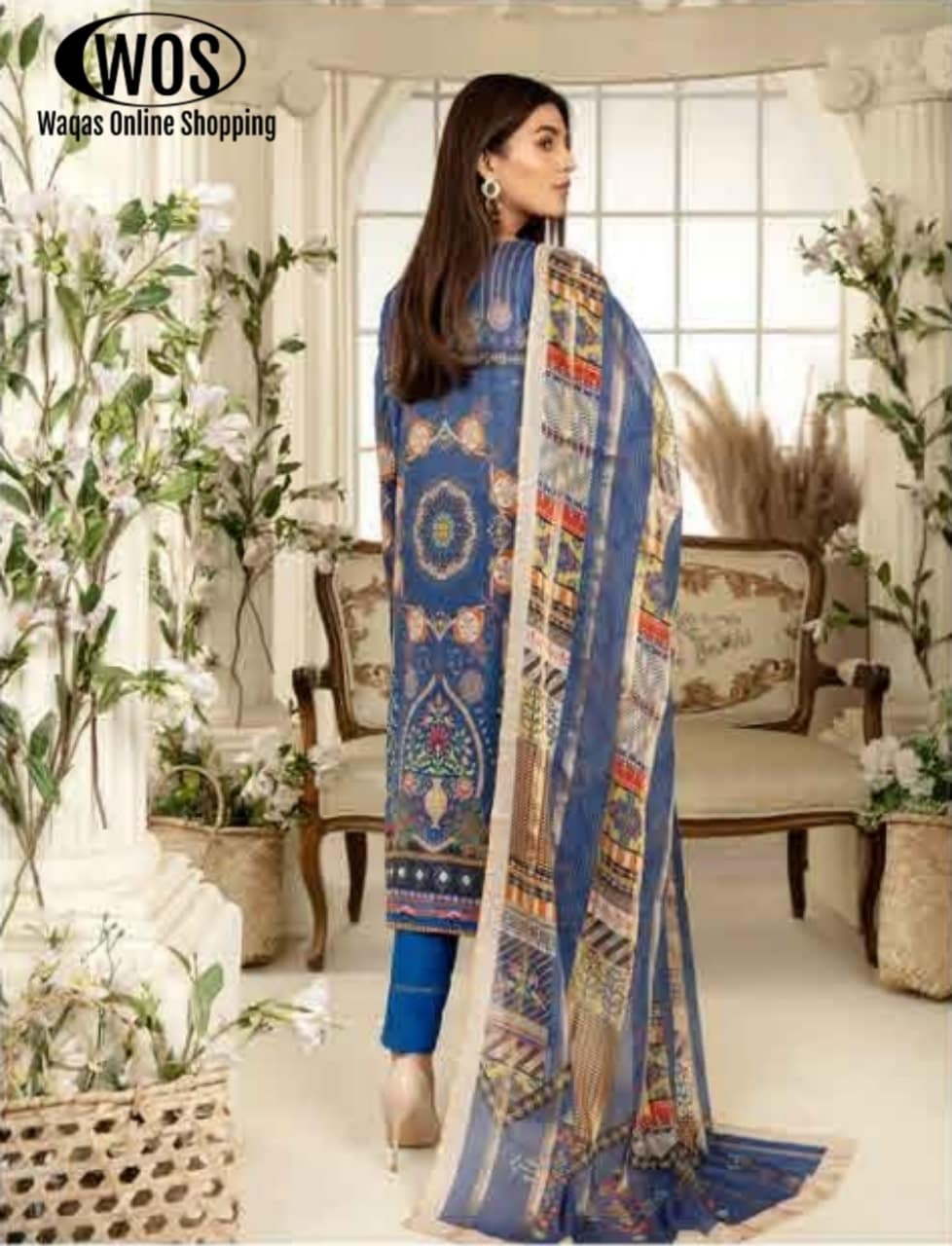 Ethnic Blue Style Ladies Lawn Fashion - Waqas Online Shopping